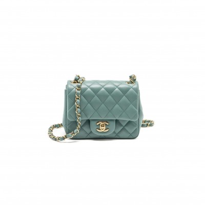 CHANEL MASTER MINI SQUARE FLAP BAG LAMBSKIN GREEN LGHW (16*13*7.5cm) 